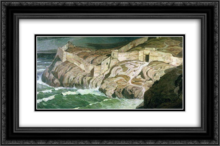 Ancient fortress 24x16 Black Ornate Wood Framed Art Print Poster with Double Matting by Bogaevsky, Konstantin