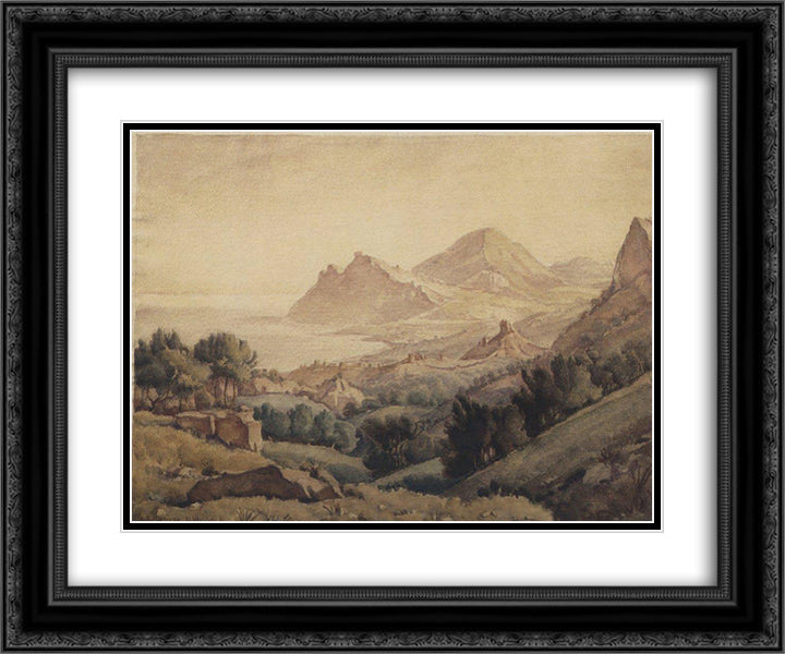 Ancient town 24x20 Black Ornate Wood Framed Art Print Poster with Double Matting by Bogaevsky, Konstantin
