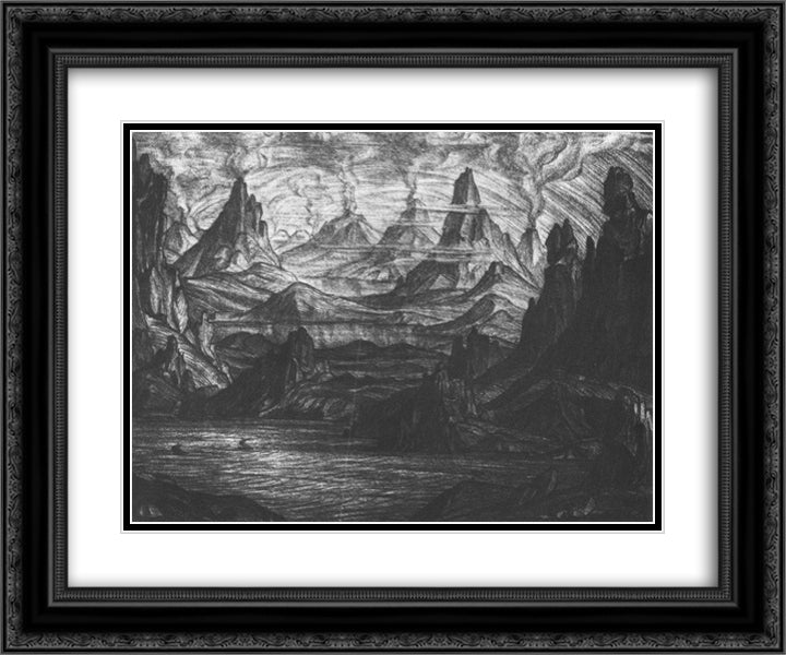 Atlantis 24x20 Black Ornate Wood Framed Art Print Poster with Double Matting by Bogaevsky, Konstantin