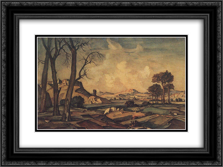Autumn evening 24x18 Black Ornate Wood Framed Art Print Poster with Double Matting by Bogaevsky, Konstantin