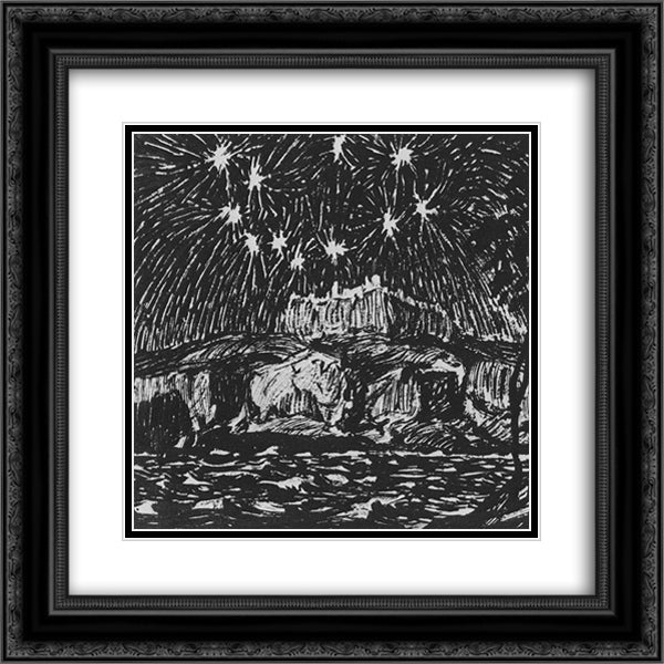 Corona Astralis 20x20 Black Ornate Wood Framed Art Print Poster with Double Matting by Bogaevsky, Konstantin