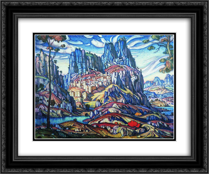 Mount St. George 24x20 Black Ornate Wood Framed Art Print Poster with Double Matting by Bogaevsky, Konstantin