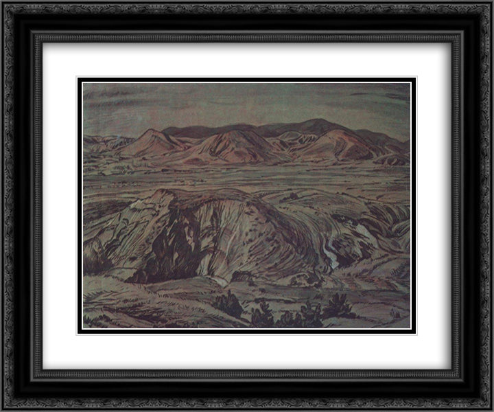 Mountain landscape 24x20 Black Ornate Wood Framed Art Print Poster with Double Matting by Bogaevsky, Konstantin