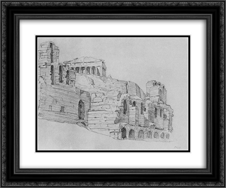 Ruins of an old temple 24x20 Black Ornate Wood Framed Art Print Poster with Double Matting by Bogaevsky, Konstantin