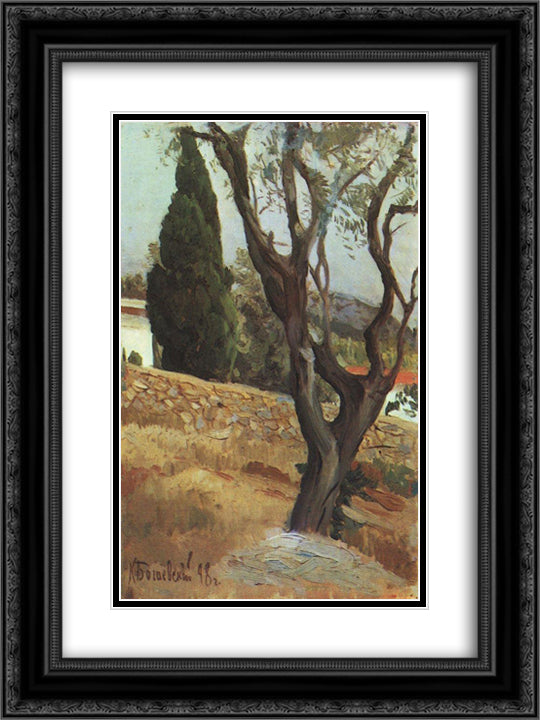 The Crimean landscape 18x24 Black Ornate Wood Framed Art Print Poster with Double Matting by Bogaevsky, Konstantin