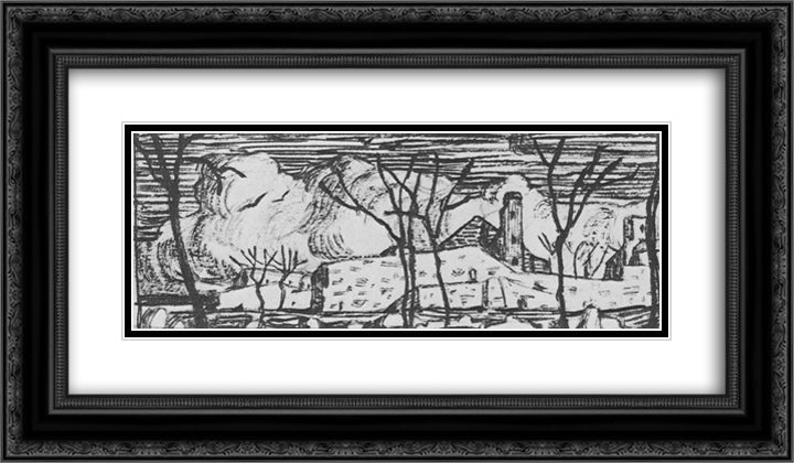 The desert 24x14 Black Ornate Wood Framed Art Print Poster with Double Matting by Bogaevsky, Konstantin