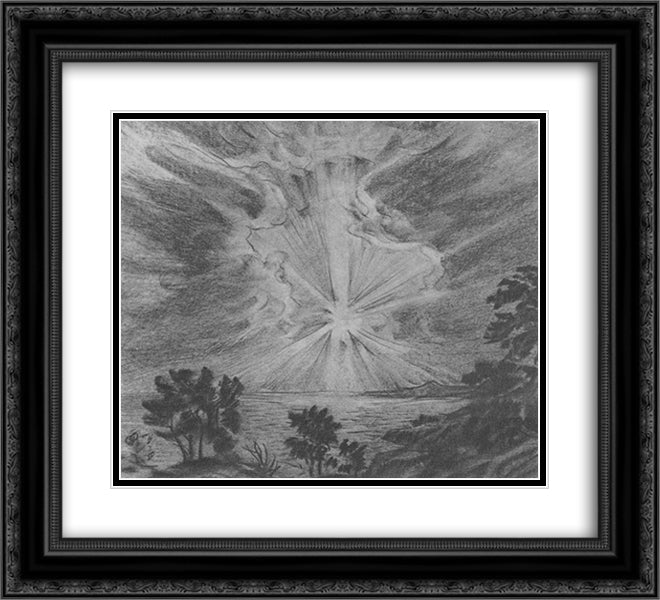 The setting sun 22x20 Black Ornate Wood Framed Art Print Poster with Double Matting by Bogaevsky, Konstantin
