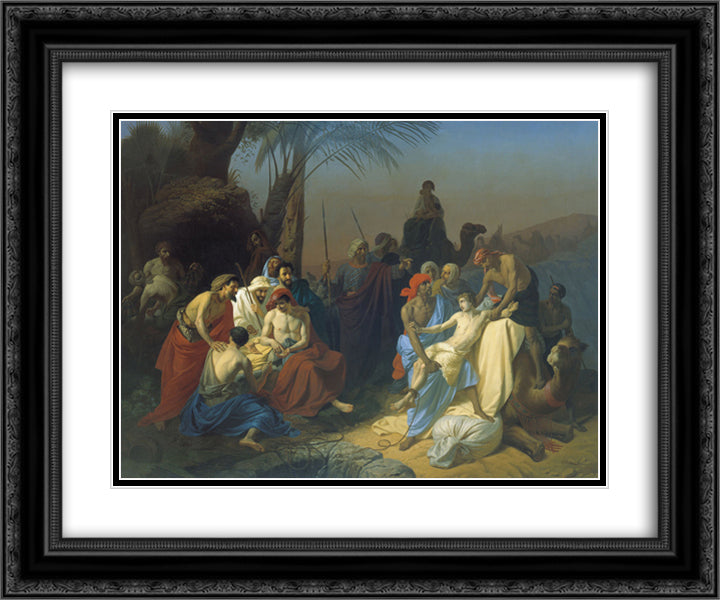 Children of Jacob sell his brother Joseph 24x20 Black Ornate Wood Framed Art Print Poster with Double Matting by Flavitsky, Konstantin Dmitriyevich
