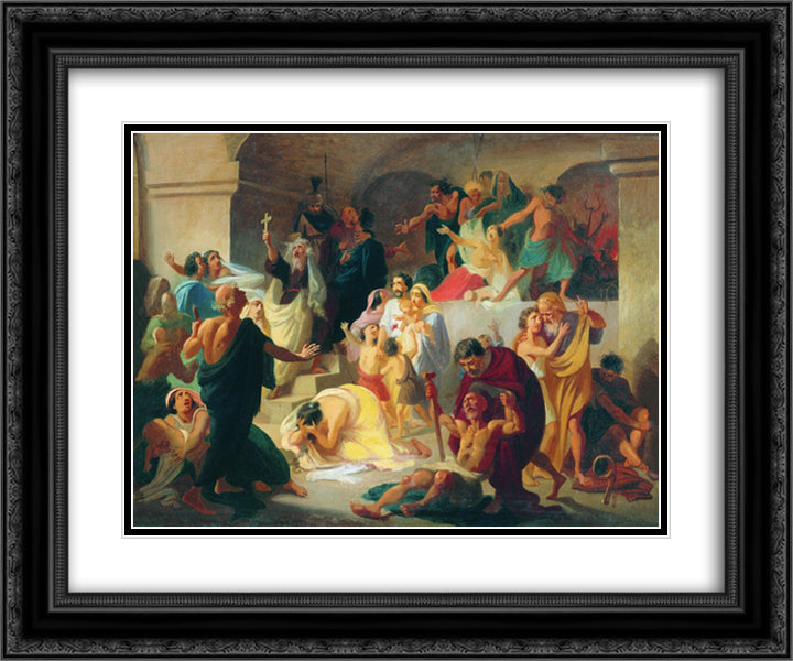 Christian martyrs in the Colosseum 24x20 Black Ornate Wood Framed Art Print Poster with Double Matting by Flavitsky, Konstantin Dmitriyevich
