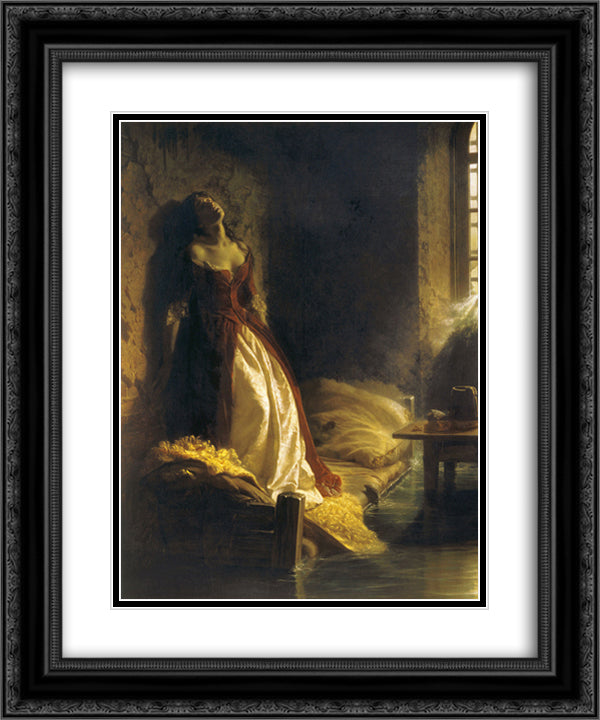 Princess Tarakanova, in the Peter and Paul Fortress at the Time of the Flood 20x24 Black Ornate Wood Framed Art Print Poster with Double Matting by Flavitsky, Konstantin Dmitriyevich