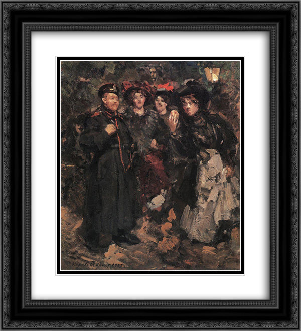 A Boulevard 20x22 Black Ornate Wood Framed Art Print Poster with Double Matting by Korovin, Konstantin