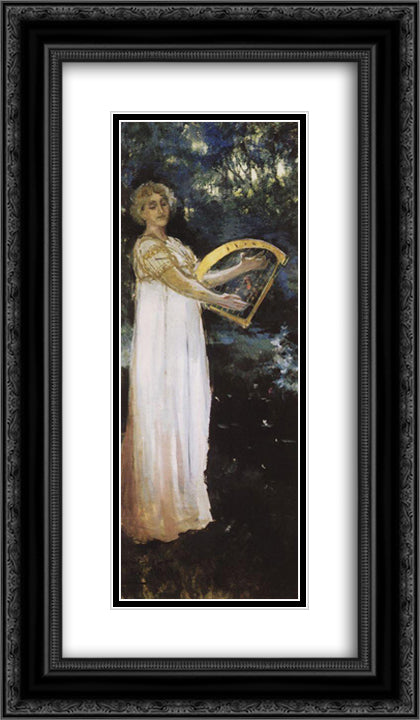 A Muse 14x24 Black Ornate Wood Framed Art Print Poster with Double Matting by Korovin, Konstantin