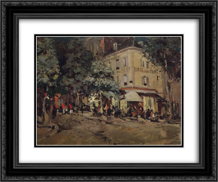 A Street in Vichy 24x20 Black Ornate Wood Framed Art Print Poster with Double Matting by Korovin, Konstantin