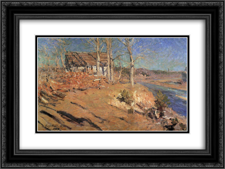 Autumn Landscape 24x18 Black Ornate Wood Framed Art Print Poster with Double Matting by Korovin, Konstantin