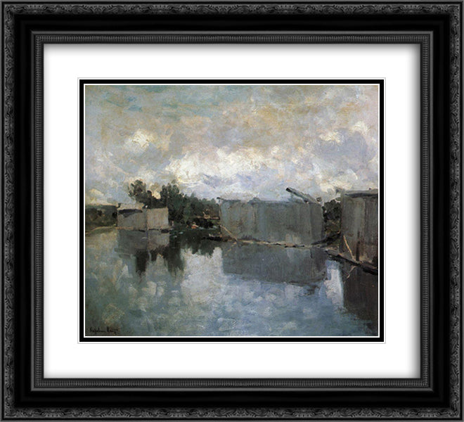 Bath Houses 22x20 Black Ornate Wood Framed Art Print Poster with Double Matting by Korovin, Konstantin