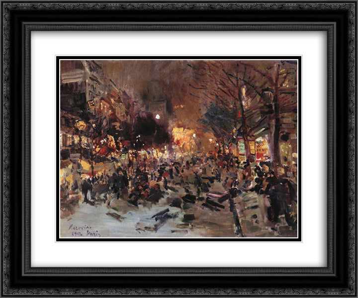 Boulevard in Paris 24x20 Black Ornate Wood Framed Art Print Poster with Double Matting by Korovin, Konstantin