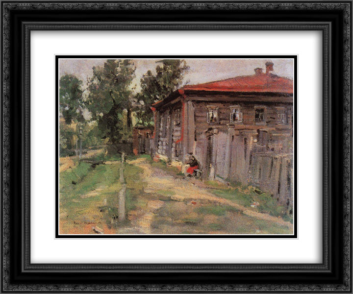 Corner of the province (Street in Pereslavl) 24x20 Black Ornate Wood Framed Art Print Poster with Double Matting by Korovin, Konstantin