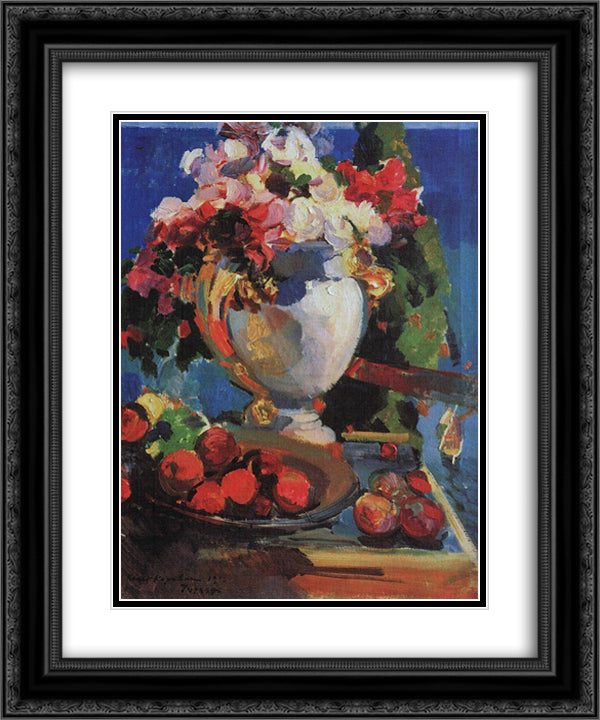 Flowers 20x24 Black Ornate Wood Framed Art Print Poster with Double Matting by Korovin, Konstantin