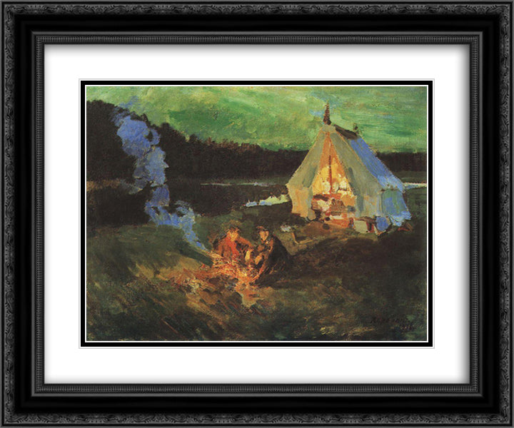 Hunters Rest 24x20 Black Ornate Wood Framed Art Print Poster with Double Matting by Korovin, Konstantin