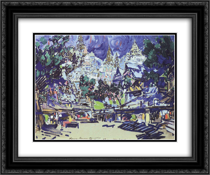 In the ancient city 24x20 Black Ornate Wood Framed Art Print Poster with Double Matting by Korovin, Konstantin