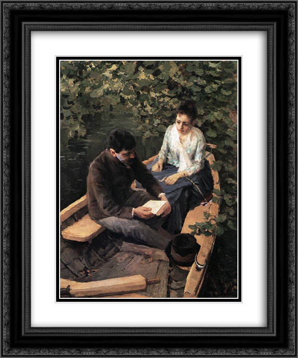 In the Boat 20x24 Black Ornate Wood Framed Art Print Poster with Double Matting by Korovin, Konstantin