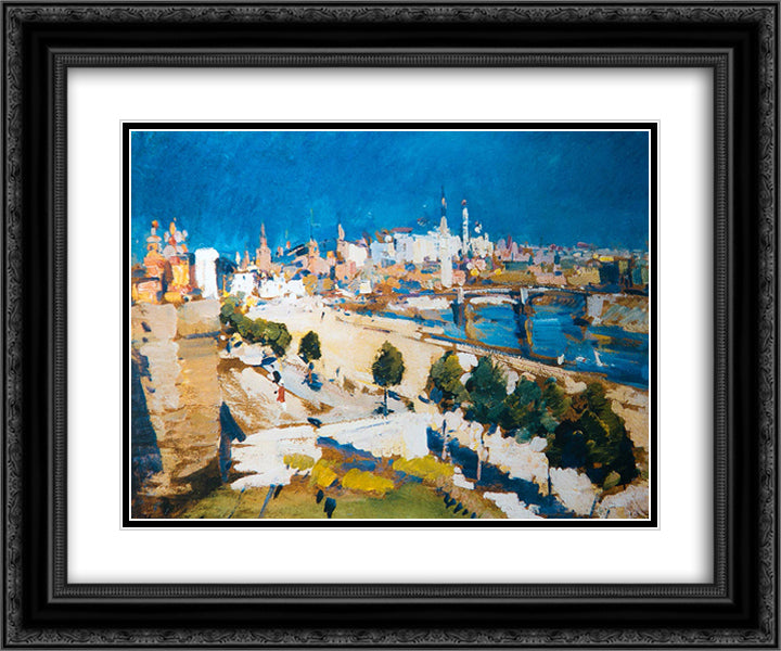 Kremlin view from Cathedral of Christ the Saviour 24x20 Black Ornate Wood Framed Art Print Poster with Double Matting by Korovin, Konstantin