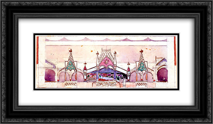 Kustarnaya Ulitsa 24x14 Black Ornate Wood Framed Art Print Poster with Double Matting by Korovin, Konstantin