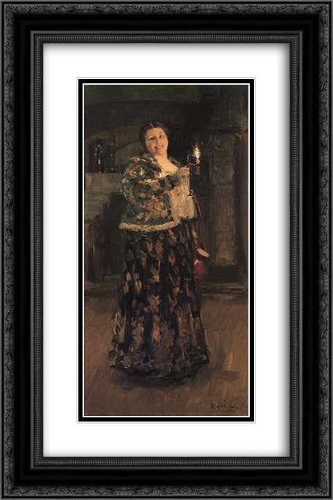 Mistress of the House 16x24 Black Ornate Wood Framed Art Print Poster with Double Matting by Korovin, Konstantin