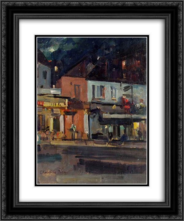 Moon Night 20x24 Black Ornate Wood Framed Art Print Poster with Double Matting by Korovin, Konstantin