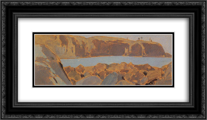 Murman coast (Pomor crosses) 24x14 Black Ornate Wood Framed Art Print Poster with Double Matting by Korovin, Konstantin