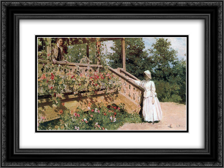 Nasturtium 24x18 Black Ornate Wood Framed Art Print Poster with Double Matting by Korovin, Konstantin