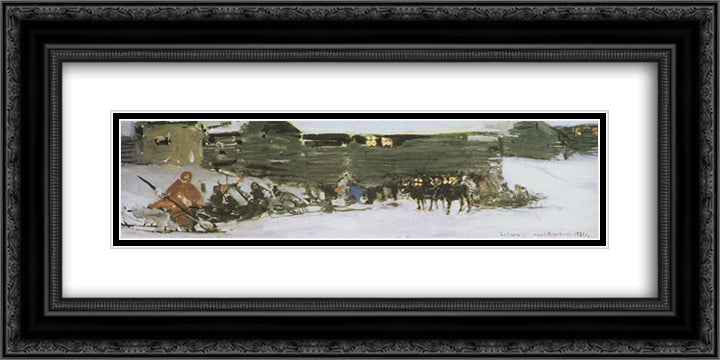North 24x12 Black Ornate Wood Framed Art Print Poster with Double Matting by Korovin, Konstantin