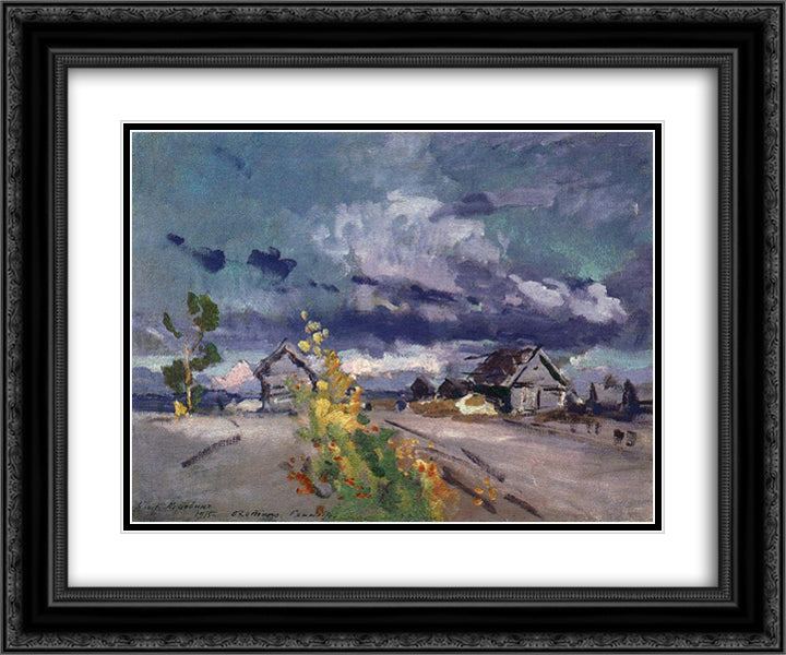 Okhotino.September 24x20 Black Ornate Wood Framed Art Print Poster with Double Matting by Korovin, Konstantin