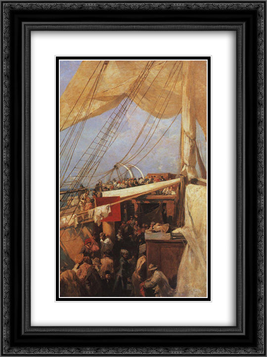 On Deck 18x24 Black Ornate Wood Framed Art Print Poster with Double Matting by Korovin, Konstantin