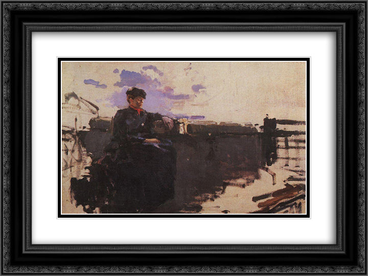 On the road 24x18 Black Ornate Wood Framed Art Print Poster with Double Matting by Korovin, Konstantin