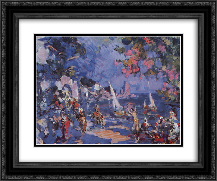 Oriental slave market.Sketch of set for A.Adam`s and C. Pugni`s ballet 24x20 Black Ornate Wood Framed Art Print Poster with Double Matting by Korovin, Konstantin