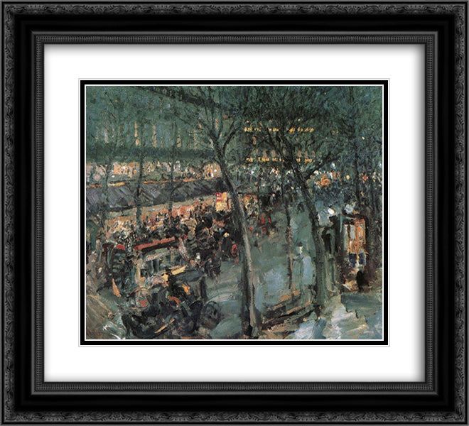 Paris.Cafe de la Paix 22x20 Black Ornate Wood Framed Art Print Poster with Double Matting by Korovin, Konstantin