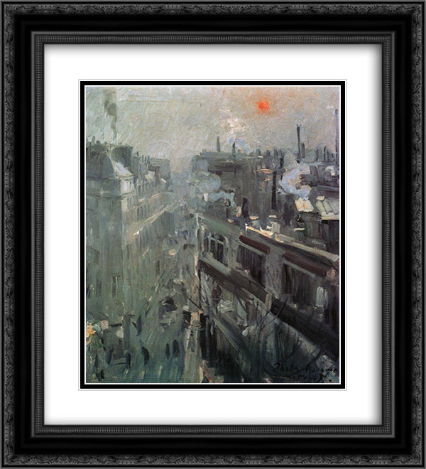 Paris.Morning 20x22 Black Ornate Wood Framed Art Print Poster with Double Matting by Korovin, Konstantin