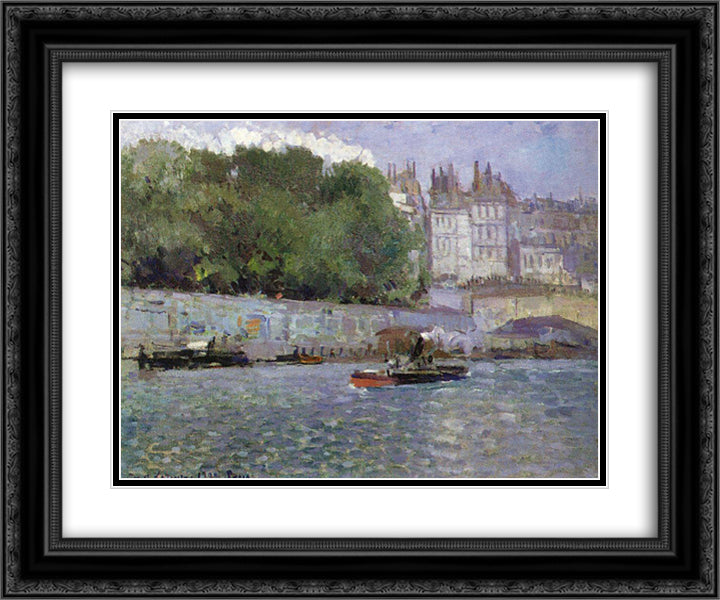 Paris.Seine 24x20 Black Ornate Wood Framed Art Print Poster with Double Matting by Korovin, Konstantin