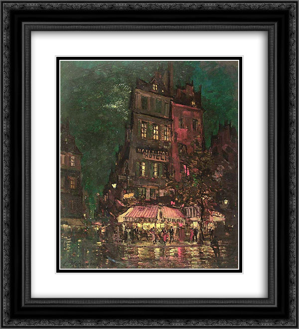 Paris.Venice street 20x22 Black Ornate Wood Framed Art Print Poster with Double Matting by Korovin, Konstantin