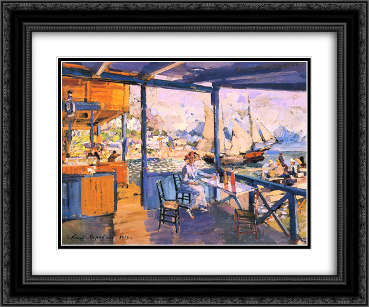 Pier in Gurzuf 24x20 Black Ornate Wood Framed Art Print Poster with Double Matting by Korovin, Konstantin