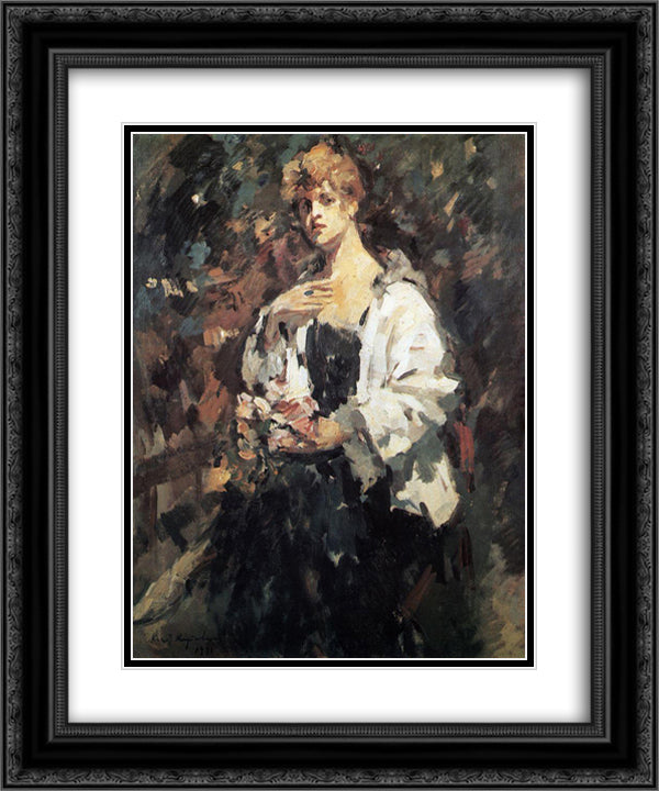 Portrait of Z. Pertseva 20x24 Black Ornate Wood Framed Art Print Poster with Double Matting by Korovin, Konstantin