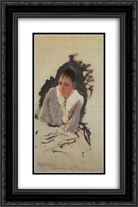 Portrait of the artist M.V. Yakunchikova 16x24 Black Ornate Wood Framed Art Print Poster with Double Matting by Korovin, Konstantin