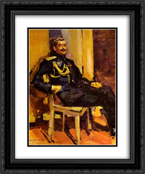Portrait of an Officer 20x24 Black Ornate Wood Framed Art Print Poster with Double Matting by Korovin, Konstantin