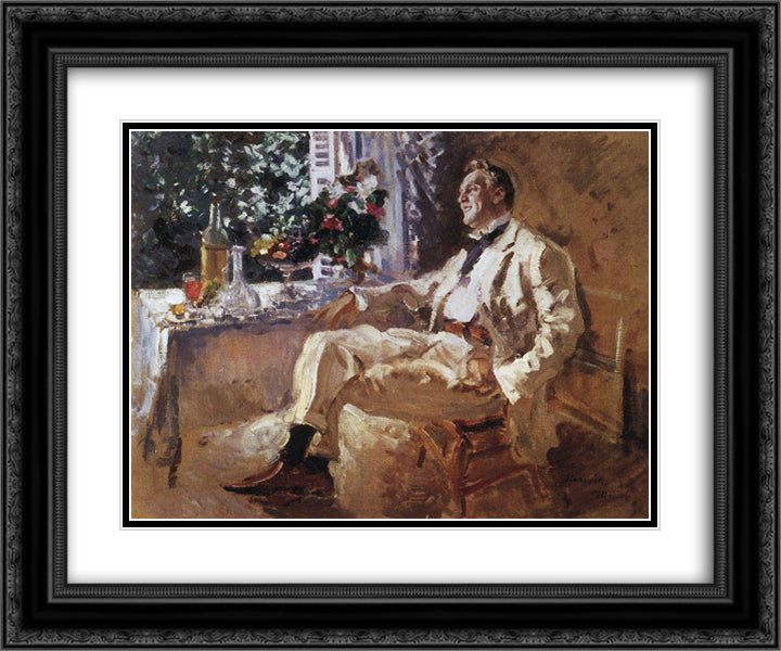 Portrait of Chaliapin 24x20 Black Ornate Wood Framed Art Print Poster with Double Matting by Korovin, Konstantin