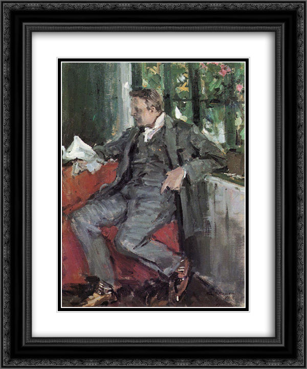 Portrait of Feodor Chaliapin 20x24 Black Ornate Wood Framed Art Print Poster with Double Matting by Korovin, Konstantin