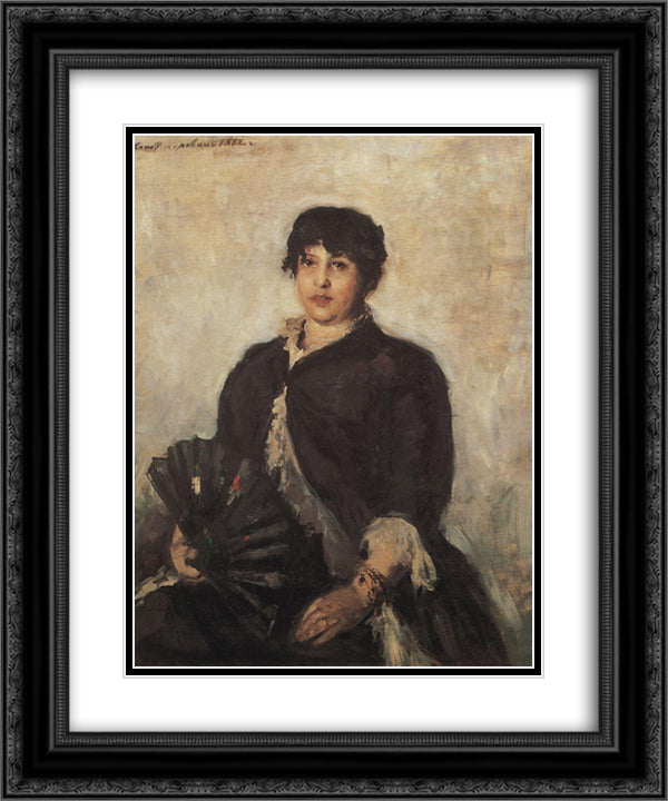 Portrait of Olga Alyabyeva 20x24 Black Ornate Wood Framed Art Print Poster with Double Matting by Korovin, Konstantin