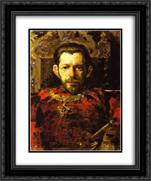 Portrait of S. Mamontov in a Theatre Costume 20x24 Black Ornate Wood Framed Art Print Poster with Double Matting by Korovin, Konstantin