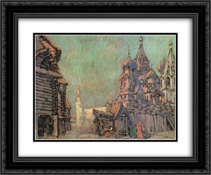 Red Square in Moscow 24x20 Black Ornate Wood Framed Art Print Poster with Double Matting by Korovin, Konstantin