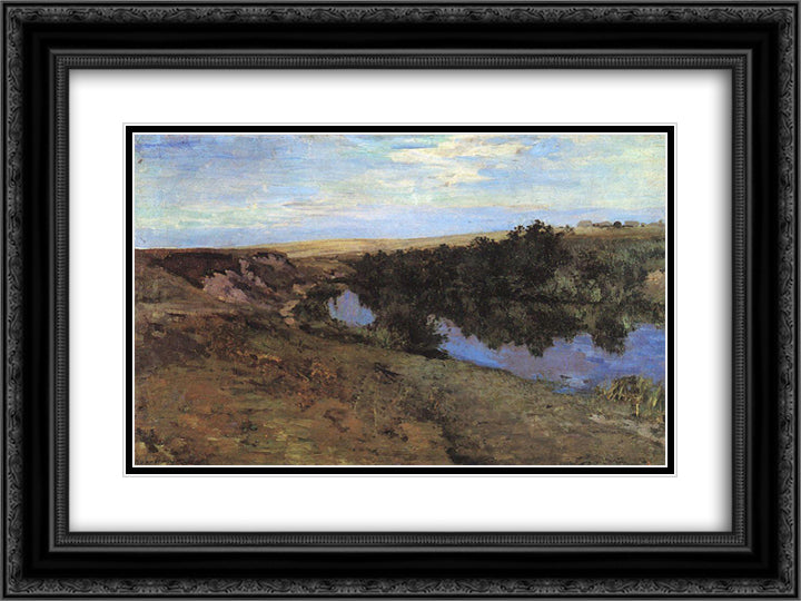 River in Menshov 24x18 Black Ornate Wood Framed Art Print Poster with Double Matting by Korovin, Konstantin